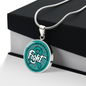 Ovarian Cancer Support Necklace, Fight Cancer Circle Pendant, Strength Courage Hope Jewelry, Survivor Gift, 18K Gold Finish or Stainless Steel