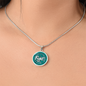 Ovarian Cancer Support Necklace, Fight Cancer Circle Pendant, Strength Courage Hope Jewelry, Survivor Gift, 18K Gold Finish or Stainless Steel