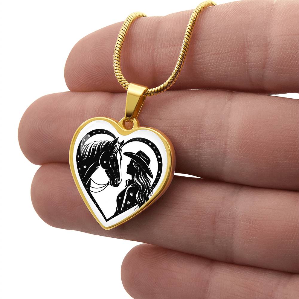 Horse Lover Cowgirl Heart Pendant-Cowgirl and Horse Heart Necklace – Western Jewelry for Women, Country Girl Gift