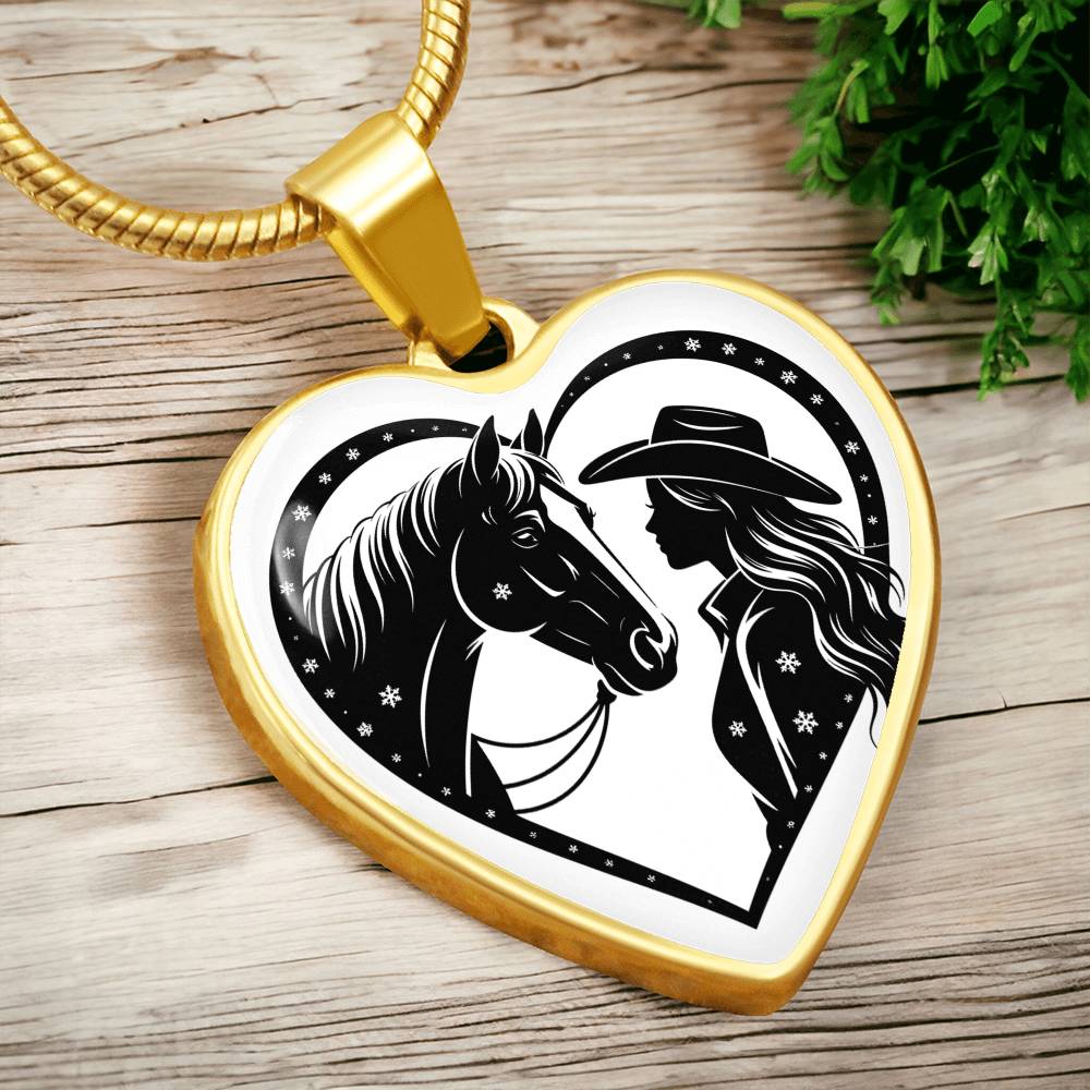 Horse Lover Cowgirl Heart Pendant-Cowgirl and Horse Heart Necklace – Western Jewelry for Women, Country Girl Gift