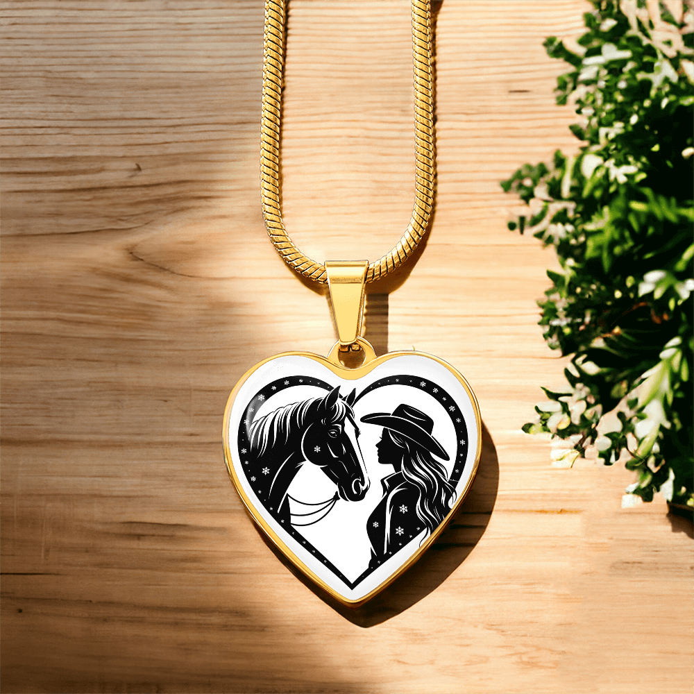 Horse Lover Cowgirl Heart Pendant-Cowgirl and Horse Heart Necklace – Western Jewelry for Women, Country Girl Gift