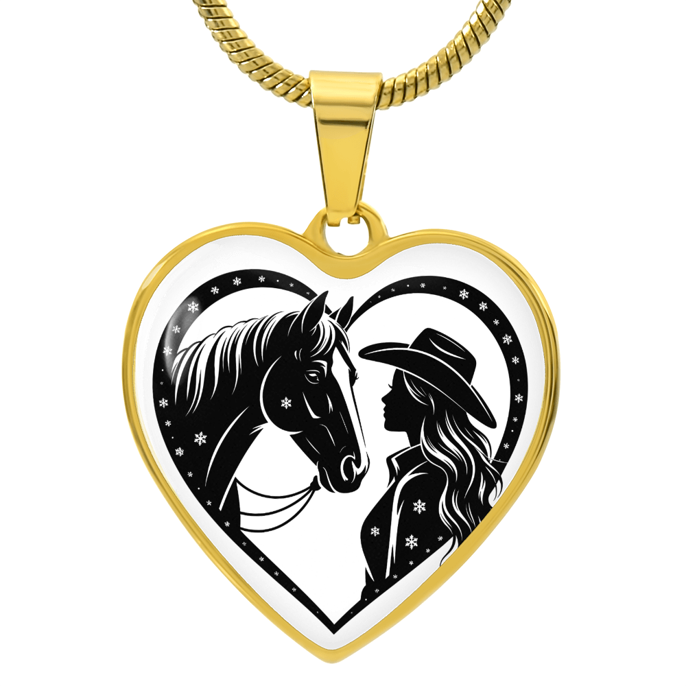 Horse Lover Cowgirl Heart Pendant-Cowgirl and Horse Heart Necklace – Western Jewelry for Women, Country Girl Gift
