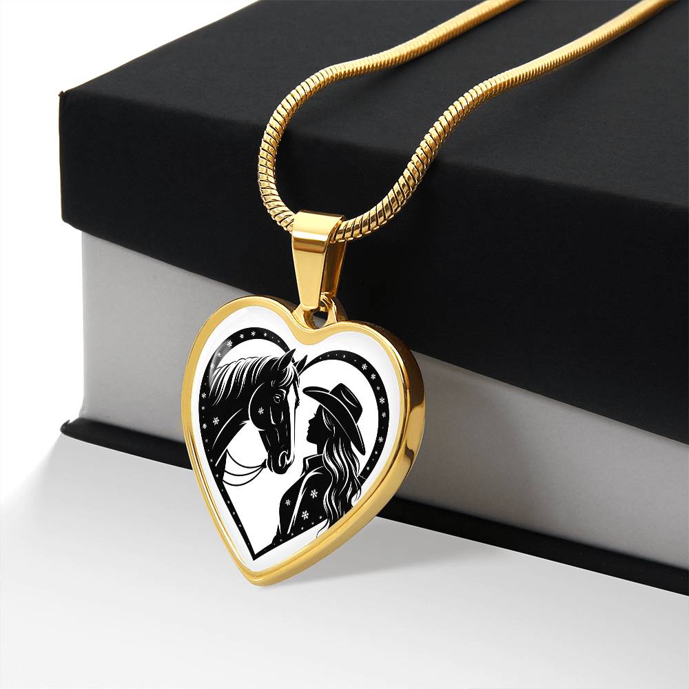 Horse Lover Cowgirl Heart Pendant-Cowgirl and Horse Heart Necklace – Western Jewelry for Women, Country Girl Gift