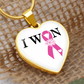 I Won, Breast Cancer Survivor Heart Pendant Necklace, Breast Cancer Support Jewelry