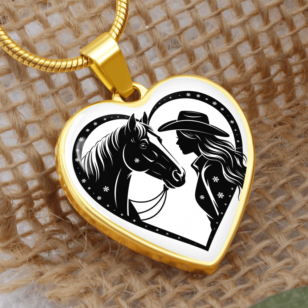 Horse Lover Cowgirl Heart Pendant-Cowgirl and Horse Heart Necklace – Western Jewelry for Women, Country Girl Gift