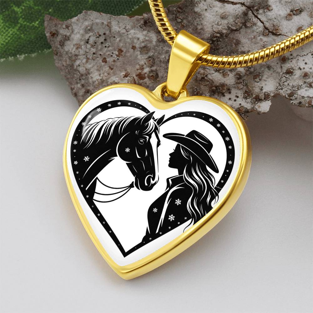Horse Lover Cowgirl Heart Pendant-Cowgirl and Horse Heart Necklace – Western Jewelry for Women, Country Girl Gift