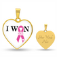 I Won, Breast Cancer Survivor Heart Pendant Necklace, Breast Cancer Support Jewelry
