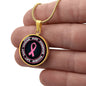 Breast Cancer Support Circle Necklace, Pink Ribbon Survivor Gift, Courage Hope Strength Love, Engravable Stainless Steel or 18K Gold Finish
