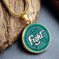Ovarian Cancer Support Necklace, Fight Cancer Circle Pendant, Strength Courage Hope Jewelry, Survivor Gift, 18K Gold Finish or Stainless Steel