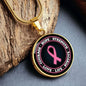 Breast Cancer Support Circle Necklace, Pink Ribbon Survivor Gift, Courage Hope Strength Love, Engravable Stainless Steel or 18K Gold Finish