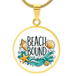 Beach Bound Necklace, Ocean Wave Pendant, Coastal Jewelry Gift, Stainless Steel or 18K Gold Finish Necklace