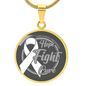 Lung Cancer Support Necklace with White Ribbon, Hope Faith Cure Circle Pendant, Personalized Cancer Awareness Gift, Engraving Available