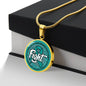 Ovarian Cancer Support Necklace, Fight Cancer Circle Pendant, Strength Courage Hope Jewelry, Survivor Gift, 18K Gold Finish or Stainless Steel