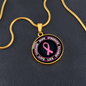 Breast Cancer Support Circle Necklace, Pink Ribbon Survivor Gift, Courage Hope Strength Love, Engravable Stainless Steel or 18K Gold Finish