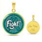 Ovarian Cancer Support Necklace, Fight Cancer Circle Pendant, Strength Courage Hope Jewelry, Survivor Gift, 18K Gold Finish or Stainless Steel