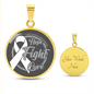 Lung Cancer Support Necklace with White Ribbon, Hope Faith Cure Circle Pendant, Personalized Cancer Awareness Gift, Engraving Available