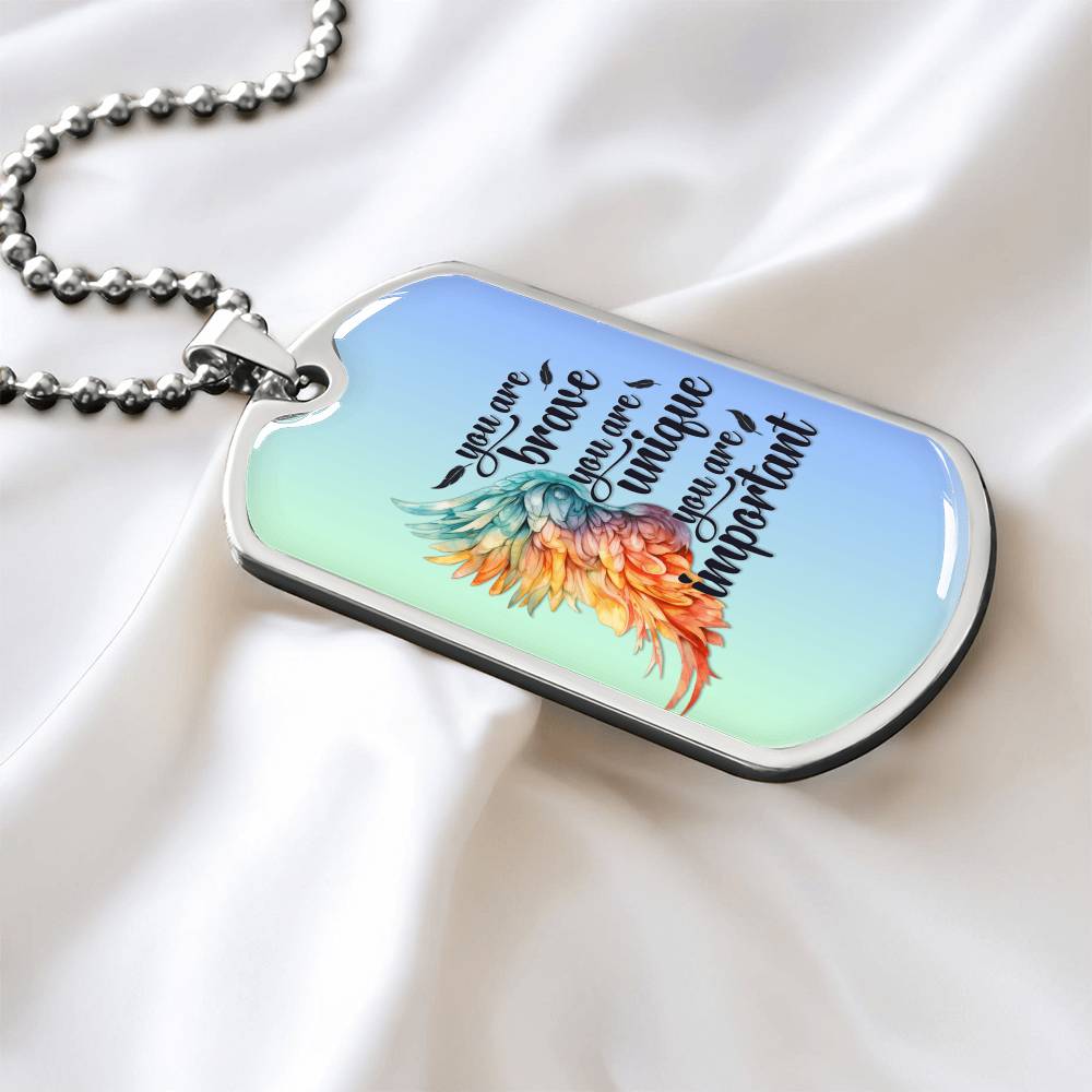 Inspirational Necklace for Her, "You Are Brave, Unique, Important" Jewelry, Perfect Empowerment Gift for Teen Girls, Strength Gift for Her