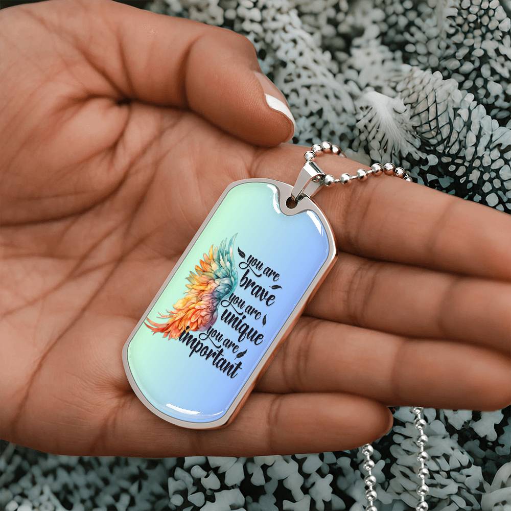 Inspirational Necklace for Her, "You Are Brave, Unique, Important" Jewelry, Perfect Empowerment Gift for Teen Girls, Strength Gift for Her