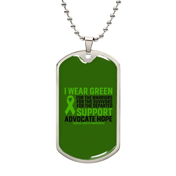 Mental Health Support Necklace, 'I Wear Green' Message Jewelry, Promoting Mental Health Awareness, Perfect Gift for Advocate, Advocacy Jewelry