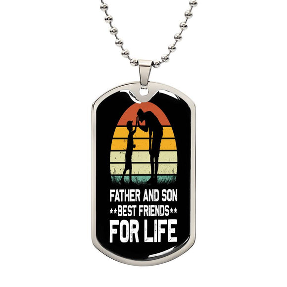Gift for dad - Father and Son Best Friends for Life dog tag necklace, meaningful gift from son for dad. Christmas gift for dad