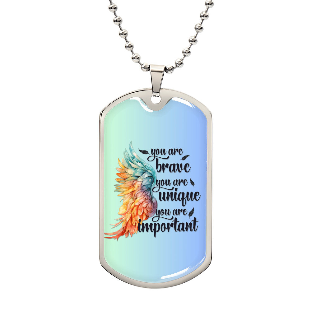 Inspirational Necklace for Her, "You Are Brave, Unique, Important" Jewelry, Perfect Empowerment Gift for Teen Girls, Strength Gift for Her