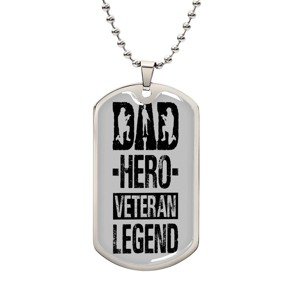 Dad Christmas Gift Veteran Dog Tag, Hero Legend Necklace, Unique Gift for Dad, Special Keepsake Necklace, Perfect Birthday Gift for Dad