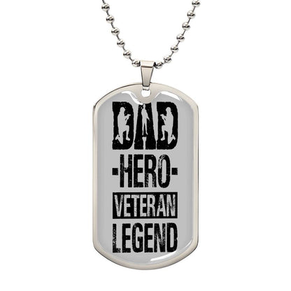 Dad Christmas Gift Veteran Dog Tag, Hero Legend Necklace, Unique Gift for Dad, Special Keepsake Necklace, Perfect Birthday Gift for Dad