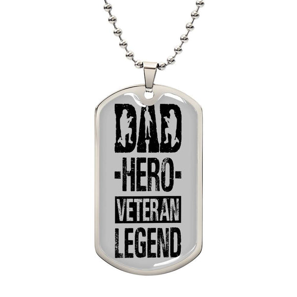 Dad Christmas Gift Veteran Dog Tag, Hero Legend Necklace, Unique Gift for Dad, Special Keepsake Necklace, Perfect Birthday Gift for Dad