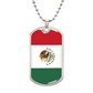Mexico Flag Pendant Necklace – Engravable Dog Tag Jewelry for Men & Women, Mexico Pride Dog Tag Necklace – Stainless Steel or Gold Finish with Flag Design, Mexican Flag Dog Tag Necklace, Statement Piece to Celebrate Heritage, Culture, or Love for Mexico.