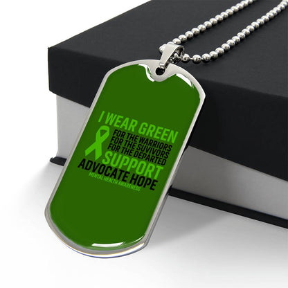 Mental Health Support Necklace, 'I Wear Green' Message Jewelry, Promoting Mental Health Awareness, Perfect Gift for Advocate, Advocacy Jewelry