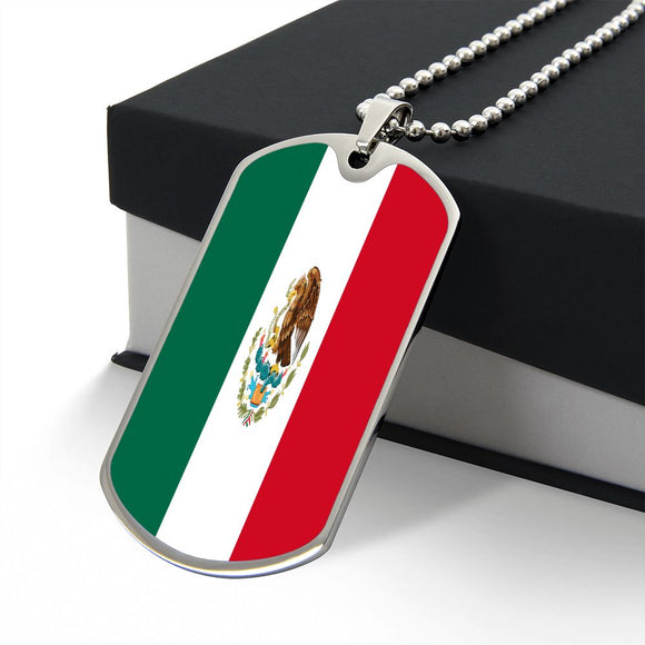 Mexican Flag Jewelry for Men, Men's Mexican Flag Necklace, Joyas con bandera mexicana para hombres