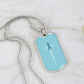 Ovarian Cancer Support Necklace, Faith Teal Ribbon Dog Tag, Personalized Cancer Fighter Gift, Engraved Survivor Jewelry for Women