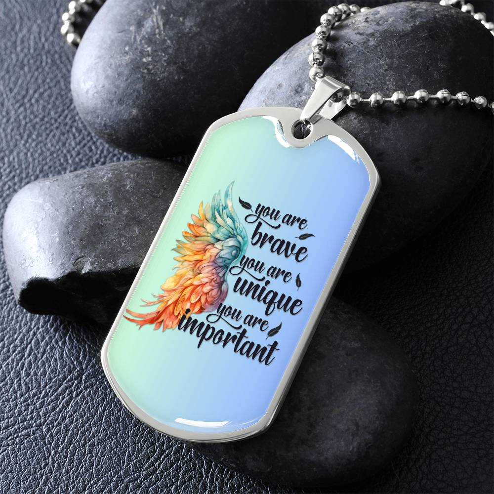 Inspirational Necklace for Her, "You Are Brave, Unique, Important" Jewelry, Perfect Empowerment Gift for Teen Girls, Strength Gift for Her