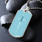 Ovarian Cancer Support Necklace, Faith Teal Ribbon Dog Tag, Personalized Cancer Fighter Gift, Engraved Survivor Jewelry for Women