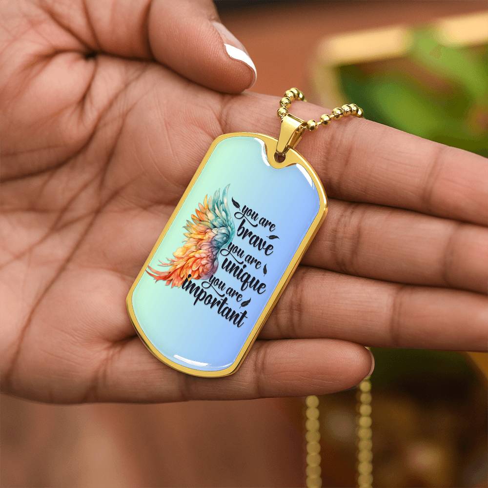 Inspirational Necklace for Her, "You Are Brave, Unique, Important" Jewelry, Perfect Empowerment Gift for Teen Girls, Strength Gift for Her