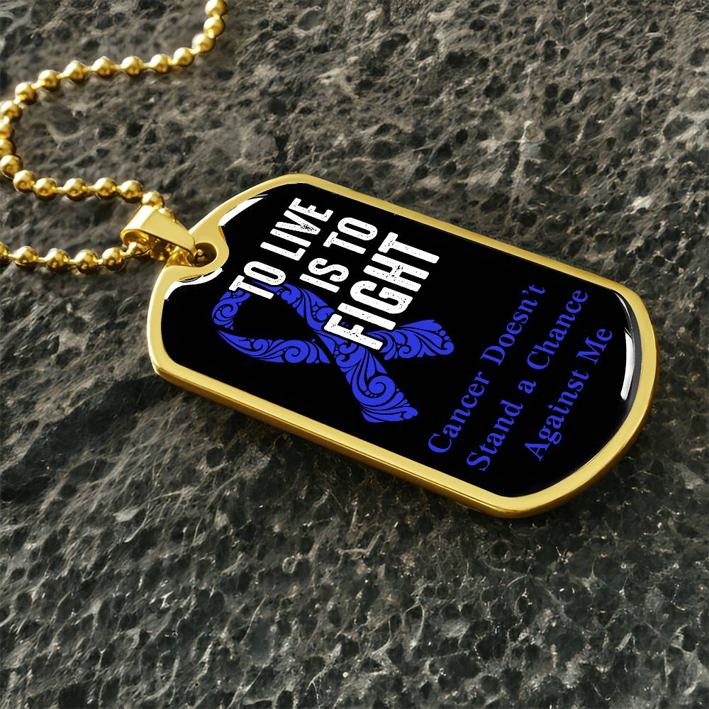Colon Cancer To Live is To Fight Necklace, Dark Blue Ribbon Colon Cancer Support Gift, Inspirational Jewelry for Colon Cancer Fighters,