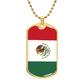 Mexico Flag Pendant Necklace – Engravable Dog Tag Jewelry for Men & Women, Mexico Pride Dog Tag Necklace – Stainless Steel or Gold Finish with Flag Design, Mexican Flag Dog Tag Necklace, Statement Piece to Celebrate Heritage, Culture, or Love for Mexico.