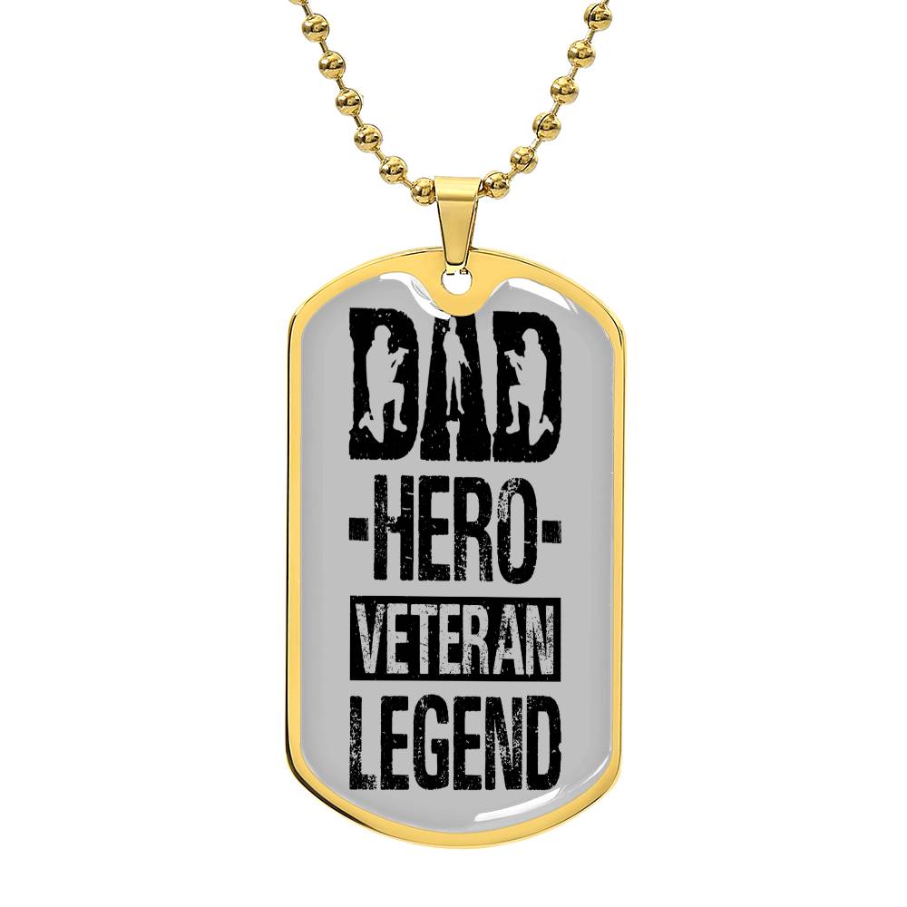 Dad Christmas Gift Veteran Dog Tag, Hero Legend Necklace, Unique Gift for Dad, Special Keepsake Necklace, Perfect Birthday Gift for Dad