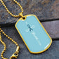 Ovarian Cancer Support Necklace, Faith Teal Ribbon Dog Tag, Personalized Cancer Fighter Gift, Engraved Survivor Jewelry for Women