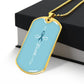 Ovarian Cancer Support Necklace, Faith Teal Ribbon Dog Tag, Personalized Cancer Fighter Gift, Engraved Survivor Jewelry for Women