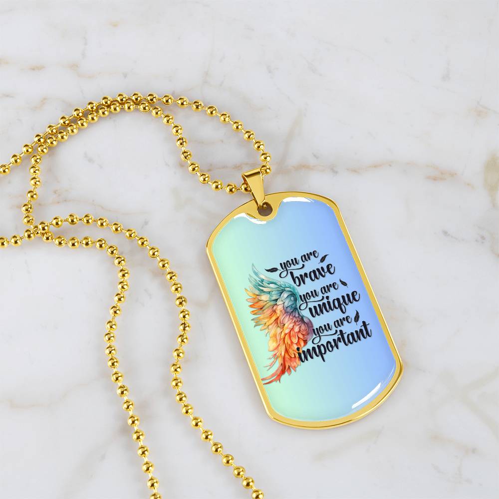 Inspirational Necklace for Her, "You Are Brave, Unique, Important" Jewelry, Perfect Empowerment Gift for Teen Girls, Strength Gift for Her