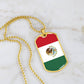 Mexico Flag Pendant Necklace – Engravable Dog Tag Jewelry for Men & Women, Mexico Pride Dog Tag Necklace – Stainless Steel or Gold Finish with Flag Design, Mexican Flag Dog Tag Necklace, Statement Piece to Celebrate Heritage, Culture, or Love for Mexico.