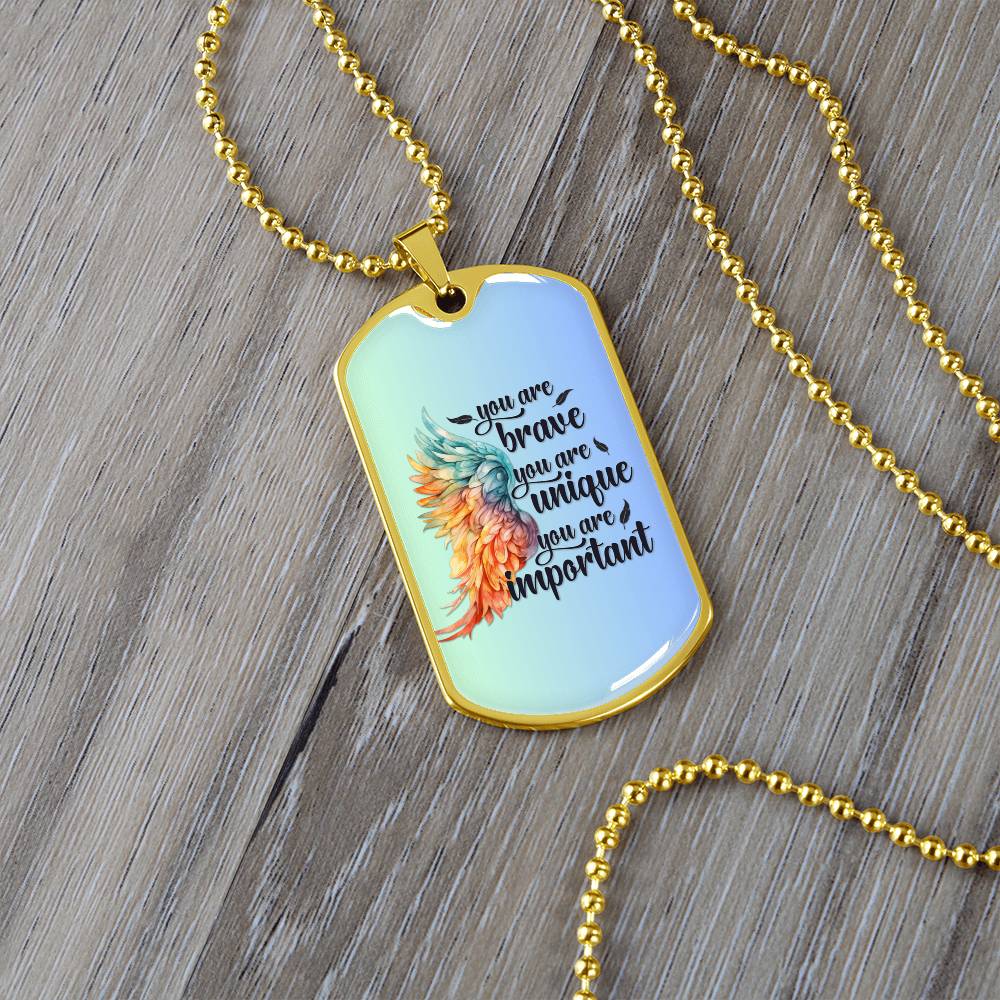 Inspirational Necklace for Her, "You Are Brave, Unique, Important" Jewelry, Perfect Empowerment Gift for Teen Girls, Strength Gift for Her