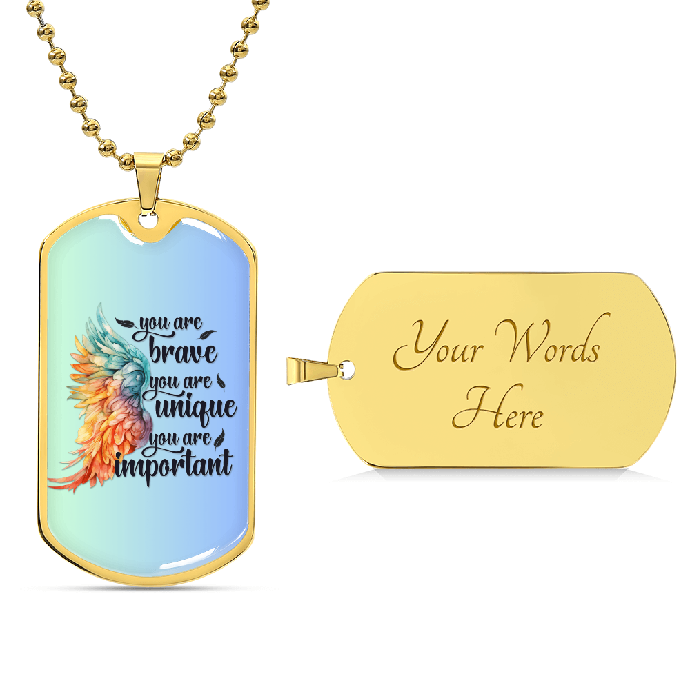 Inspirational Necklace for Her, "You Are Brave, Unique, Important" Jewelry, Perfect Empowerment Gift for Teen Girls, Strength Gift for Her