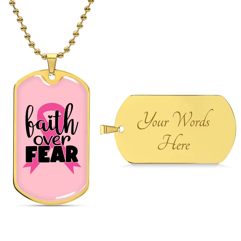 Breast Cancer Support Pendant, Faith Over Fear Necklace, Personalized Cancer Support Gift, Empowering Gift For Cancer Patients and Survivors