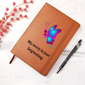 Semicolon Butterfly Mental Health Leather Journal, Empowering Mental Health Diary, Ideal for Therapeutic Writing, Mental Health Supportive Notebook, Great for Personal Growth, Unique Gift for Mental Health Warriors