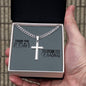 Dad Gift- Engraved Cross Pendant, Thoughtful Thank You Dad Gift, Heartfelt Thank You Keepsake For Father