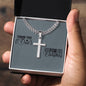 Dad Gift- Engraved Cross Pendant, Thoughtful Thank You Dad Gift, Heartfelt Thank You Keepsake For Father