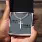 Dad Gift- Engraved Cross Pendant, Thoughtful Thank You Dad Gift, Heartfelt Thank You Keepsake For Father