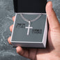 Dad Gift- Engraved Cross Pendant, Thoughtful Thank You Dad Gift, Heartfelt Thank You Keepsake For Father
